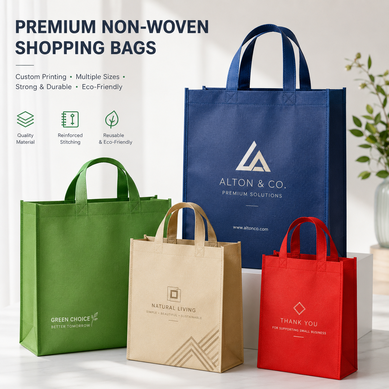 reusable non-woven polypropylene tote bags color options for wholesale buyers